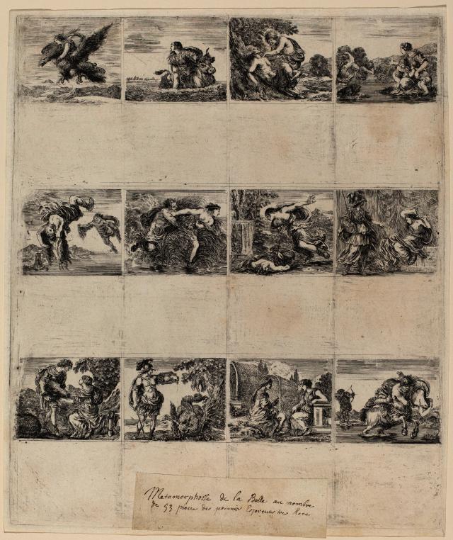 Mythological Playing Cards. Dated: 1644. Medium: 12 etchings on one sheet. Museum: National Gallery of Art, Washington DC. Author: STEFANO DELLA BELLA.